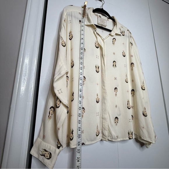 Johnny Was Schofield Button Down Shirt Faces Cream - Large - Picture 10 of 11